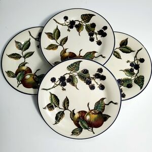 (4) 8" "Macintosh" Earthenware Pier 1 Plates by England Angleterre 🇬🇧
